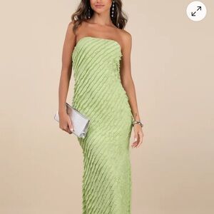 Lulu's Strapless Green Dress